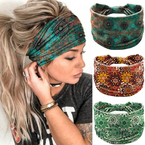 Bandeau pour cheveux avec fleurs de Datura, élastique et absorbant la transpiration, accessoires pour cheveux larges pour femmes