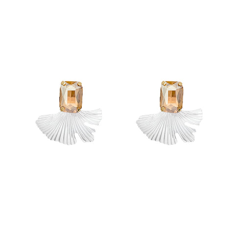 Buy French-Style Vintage Elegant Rhinestone Ginkgo Leaf Stud Earrings online at Fashionner.