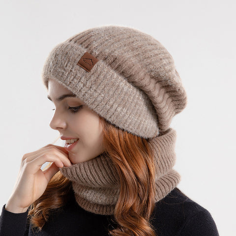 Ensemble de 2 pièces bonnet tricoté avec écharpe, bonnet d'hiver bicolore et écharpe en laine épaisse et chaude avec cache-oreilles