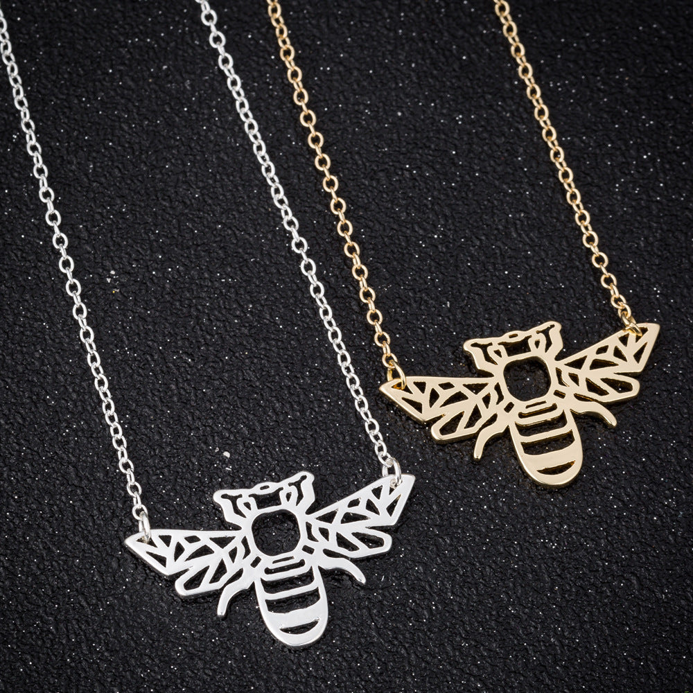 Personalized hollow bee necklace