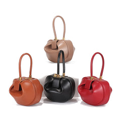 Leather handbags Europe and the United States fashion retro French niche design portable dumplings wonton handbags - Fashionner