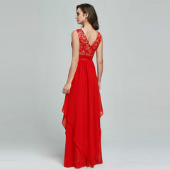 Lace spliced chiffon dress - Fashionner