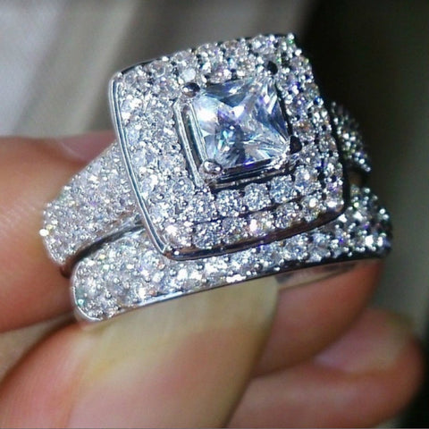Bague de couple zircon blanc
