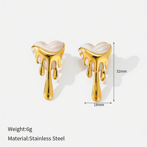 Buy Lava-Drip Oil Heart Earrings And Necklace online at Fashionner.