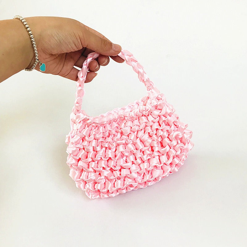 Ribbon bag Hyuna woven bag crochet bag silk scarf bag summer female mobile phone bag handbag