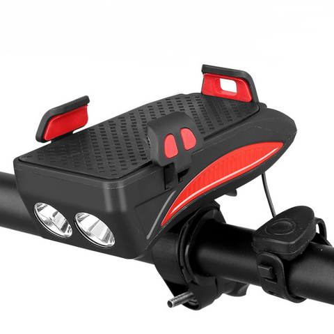 Motorcycle Bicycle Phone Holder Support Charging For Cell Phone With Bike Bell Power Bank Bicycle Front Lamp Flashlight - Fashionner