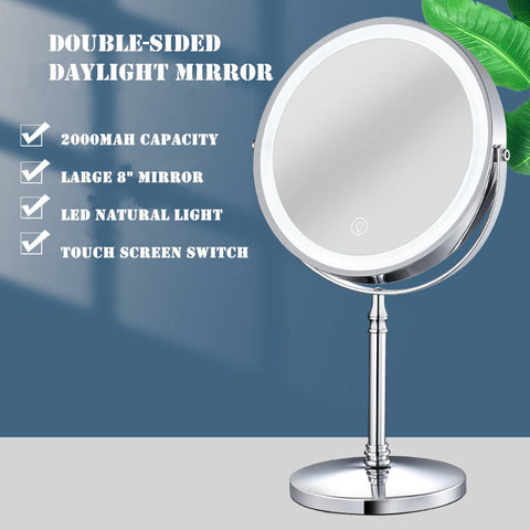 Dual sided 8" USB Wireless 1X&10X Rechargeable Vanity makeup mirror with lights - Fashionner