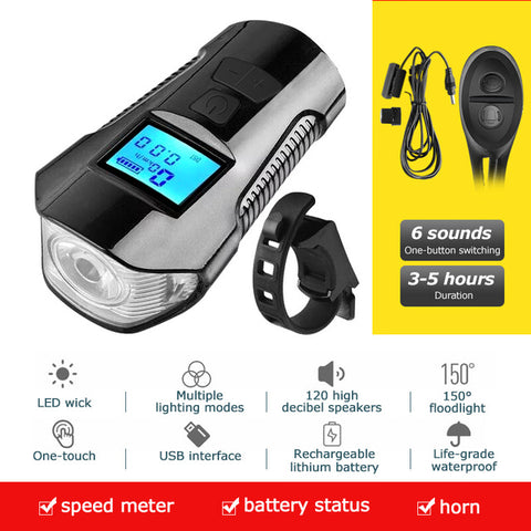 Waterproof bicycle light USB charging - Fashionner