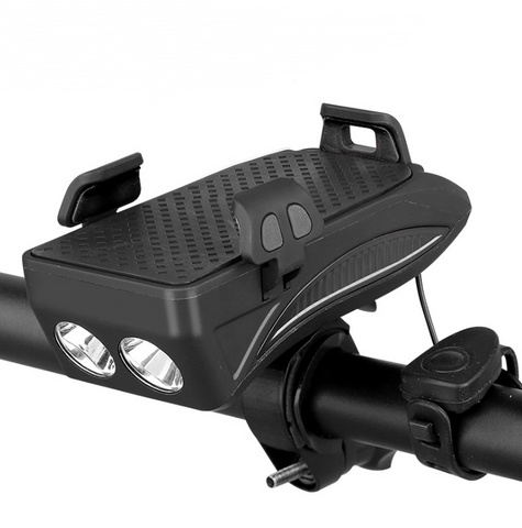 Motorcycle Bicycle Phone Holder Support Charging For Cell Phone With Bike Bell Power Bank Bicycle Front Lamp Flashlight - Fashionner