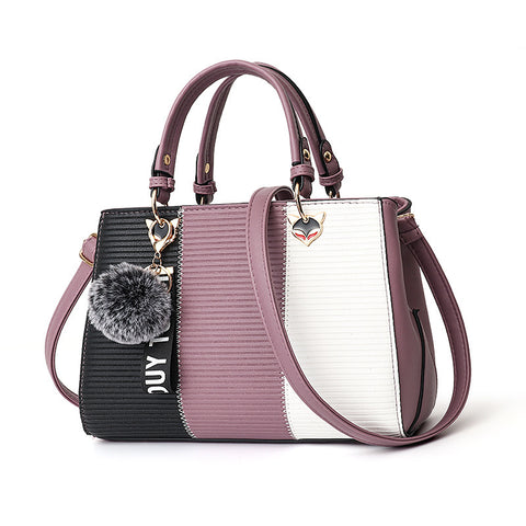 Women Hairball Ornaments Totes Patchwork Handbag Party Purse Ladies Messenger Crossbody Shoulder Bags Women Handbags - Fashionner