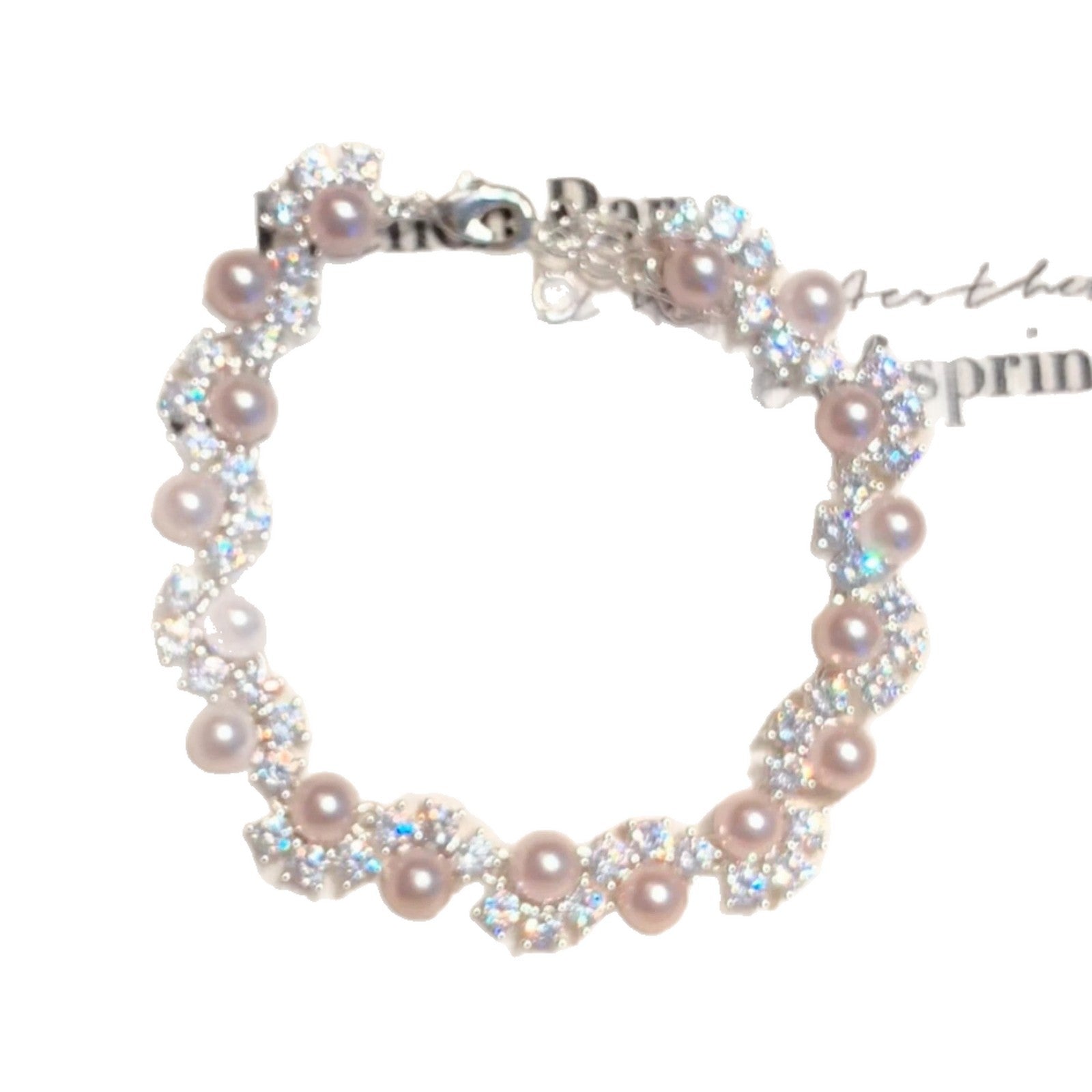Buy Exquisite French-Style Sparkling Diamond And Pearl Bracelet For Women online at Fashionner.