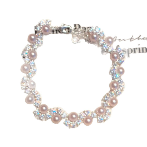 Buy Exquisite French-Style Sparkling Diamond And Pearl Bracelet For Women online at Fashionner.