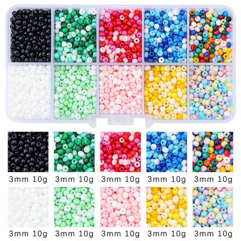 Perles de verre faites à la main avec paillettes de la même couleur