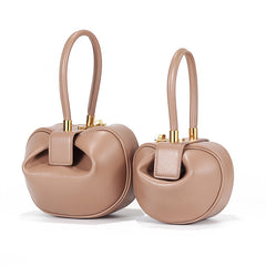 Leather handbags Europe and the United States fashion retro French niche design portable dumplings wonton handbags - Fashionner