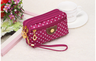 Canvas handbags handbags Korean version of the three-zipper multi-layer wallet hand bag packet phone change - Fashionner