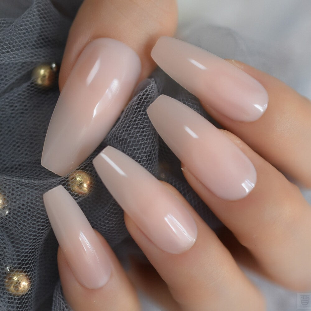 Nude Extra Long Fake Nails - Fashionner