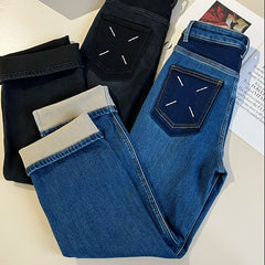 Vintage Handmade Embroidered Warm Washed Jeans - Fashionner