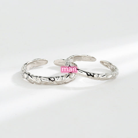 Bague de couple en argent sterling, modèle coréen pour homme et femme