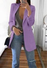 Blazer cardigan fin à revers élégant