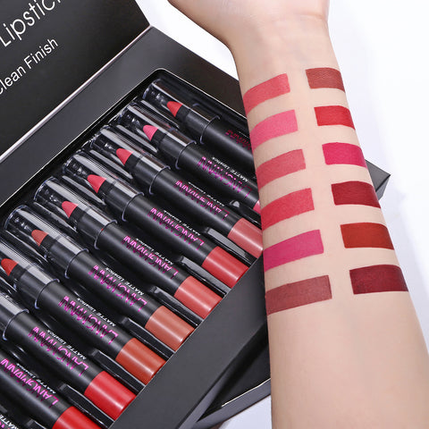 Ensemble de rouges à lèvres - Lot de 12 rouges à lèvres - Rouge à lèvres nude - Rouges à lèvres nudes