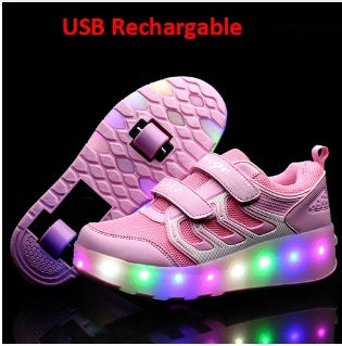 Flashing roller skates
