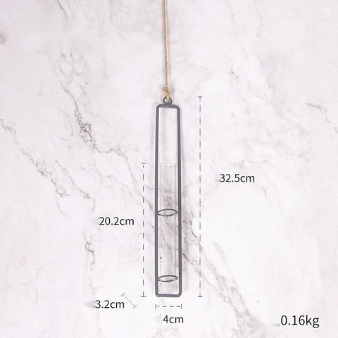 Vase hydroponique en verre et fer forgé