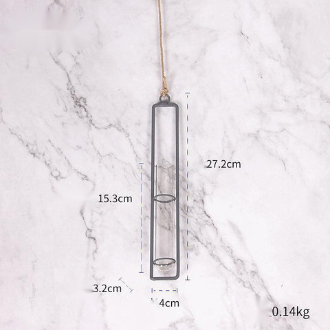 Vase hydroponique en verre et fer forgé
