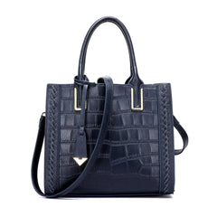 Crocodile Pattern Woven Handbag Women Leather Handbags - Fashionner