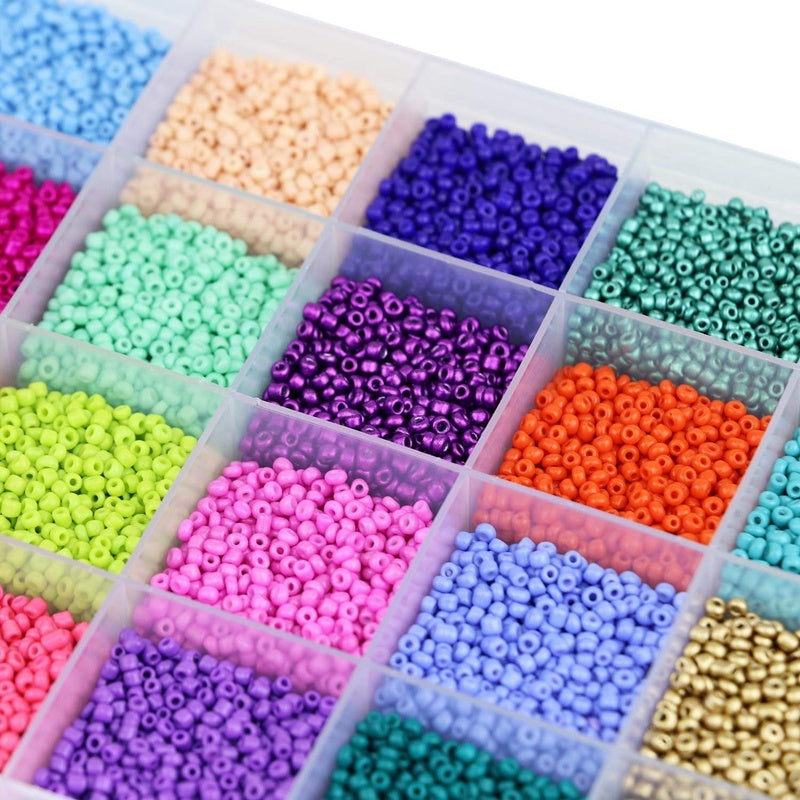 24000 Pcs Glass Seed Beads 2MM Small Beads for Jewelry Makin
