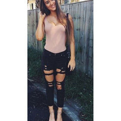 Women Ripped Jeans femme Plus Size Casual Denim Pants - Fashionner