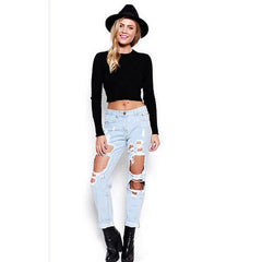 Women Ripped Jeans femme Plus Size Casual Denim Pants - Fashionner