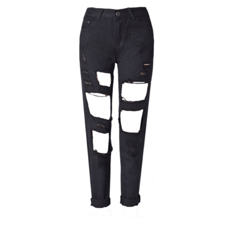 Women Ripped Jeans femme Plus Size Casual Denim Pants - Fashionner