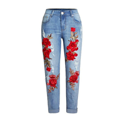 Summer Long Jeans Loose Women Hole Pants Plus Size - Fashionner