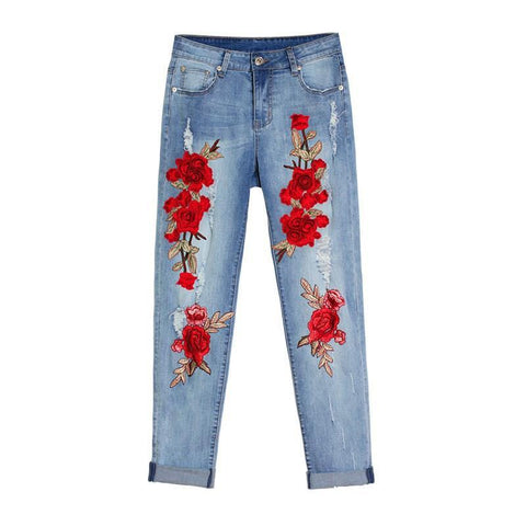 Summer Long Jeans Loose Women Hole Pants Plus Size - Fashionner