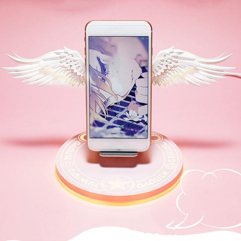Chargeur sans fil Qi Universel LED Angel Wings coloré, support de charge rapide pour téléphone portable