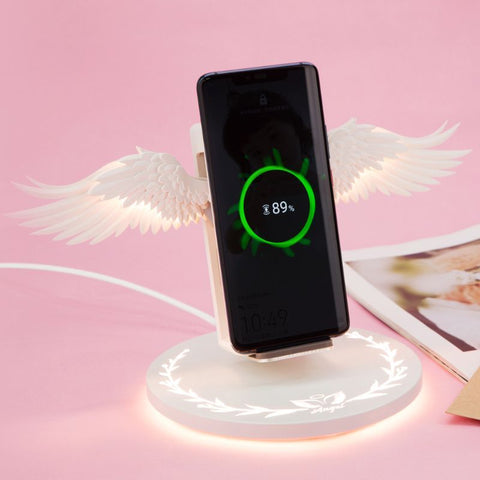 Chargeur sans fil Qi Universel LED Angel Wings coloré, support de charge rapide pour téléphone portable