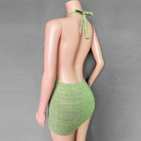 Robe courte moulante dos nu sexy et cryptographique