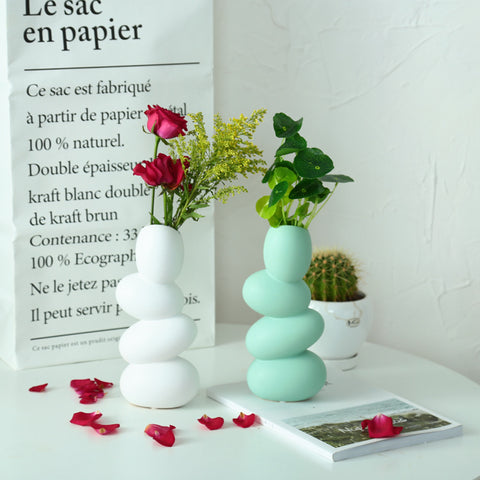 Ornements décoratifs simples de vase hydroponique en céramique