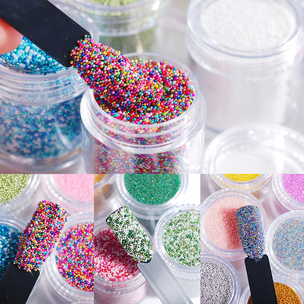 Transparent Symphony Colorful Bubble Beads Microbead Glass Non-porous Small Round Beads Nail Art