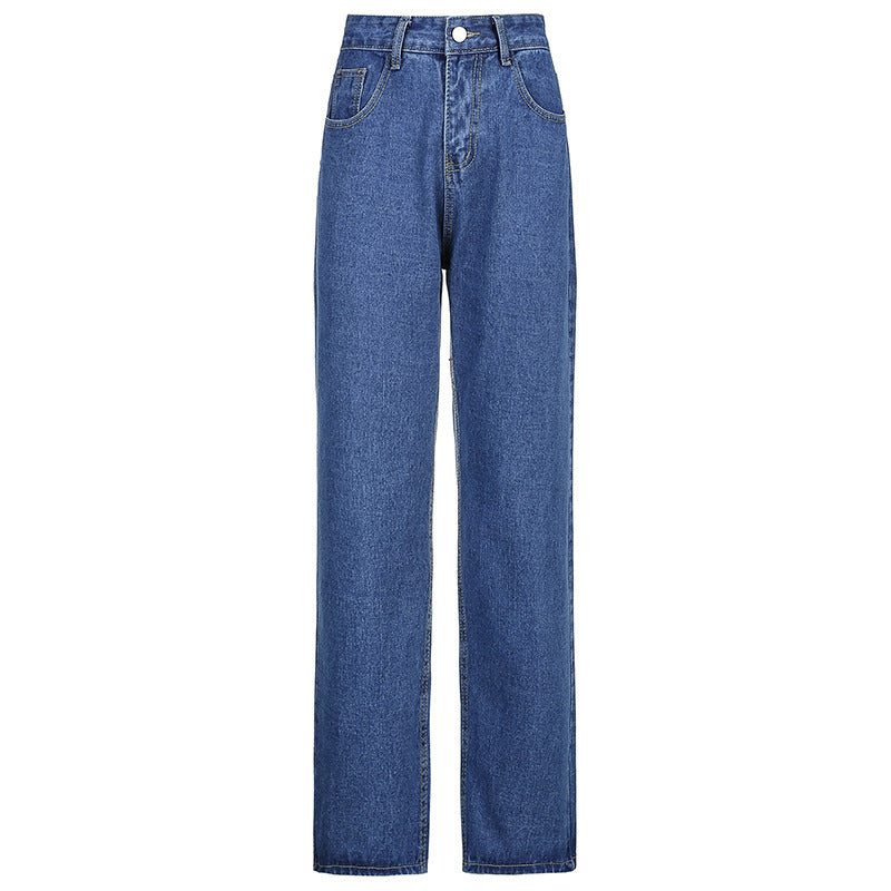 Women's Trousers Back Big Butterfly Print Drape Straight-leg Jeans Women Casual Trousers