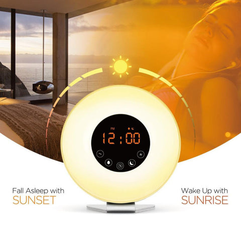 Nouveau Réveil Lumineux Tactile du Fabricant, Réveil Lumineux Multifonctionnel Ambiance Colorée, Réveil Lumineux d'Aide au Sommeil Naturel