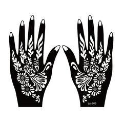 2 Sheets Hand Tattoo Decal Henna Stencil Temporary - Fashionner