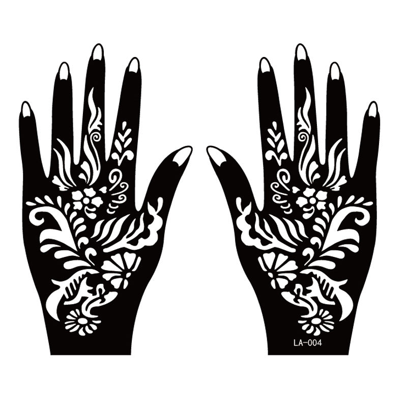 2 Sheets Hand Tattoo Decal Henna Stencil Temporary - Fashionner