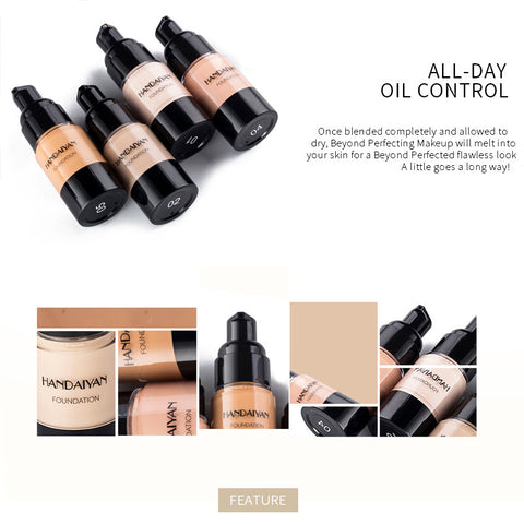 HANDAIYAN Fond de teint couvrant intégral hydratant et waterproof Fond de teint liquide pour le visage Base de maquillage pour peaux foncées