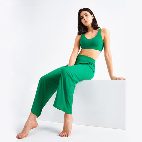 Pantalon de yoga ample évasé Athleisure à cordon de serrage