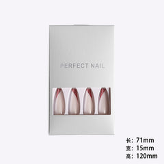 Wearing Nails, Rose Gold And Beveled Edge French Manicure, Long Ballet Nails, Fake Nails, Finished Products, Boxed - Fashionner
