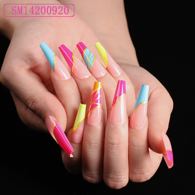 Assemble Ballet Nails, Trapezoidal Coffin, Fake Nails, Wear Nail Art Patches - Fashionner