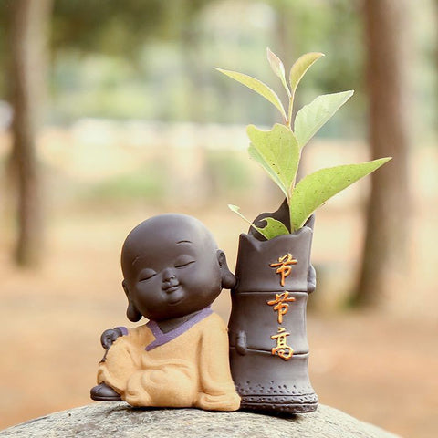 Joli petit vase moine en sable violet pour arrangement floral hydroponique