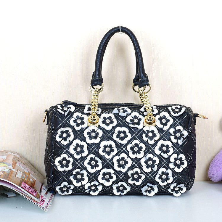 Cowhide Handbags Color Flower Handbags - Fashionner