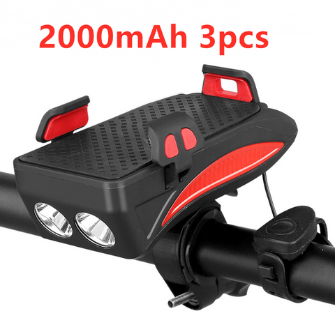 Motorcycle Bicycle Phone Holder Support Charging For Cell Phone With Bike Bell Power Bank Bicycle Front Lamp Flashlight - Fashionner